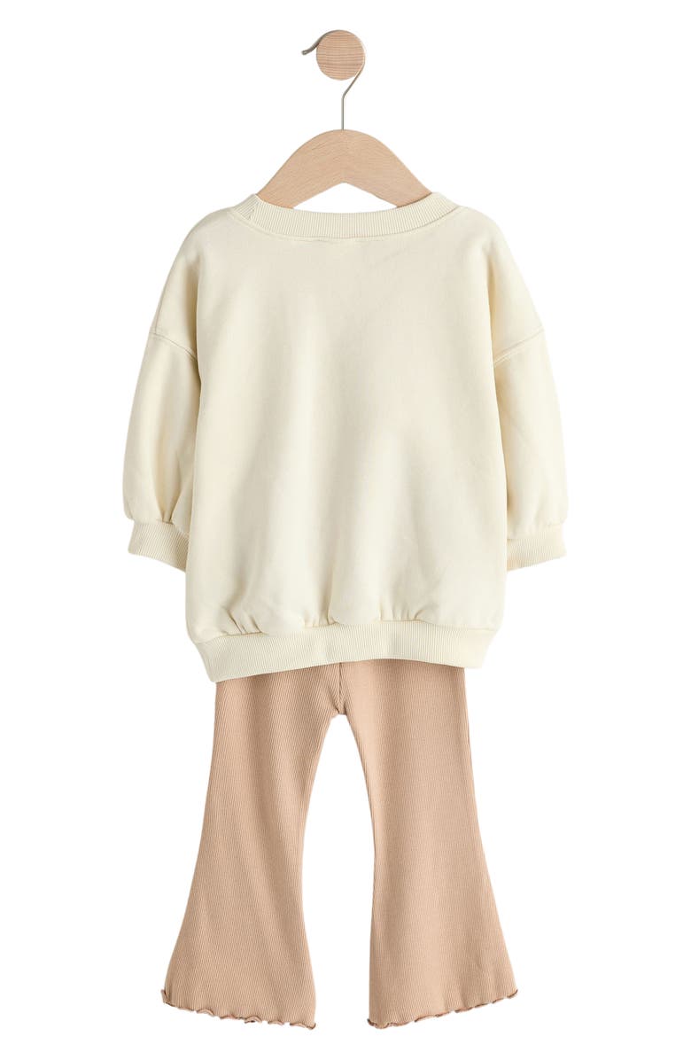 NEXT Kids' Bow Sweatshirt & Flare Leggings Set, Alternate, color, Cream