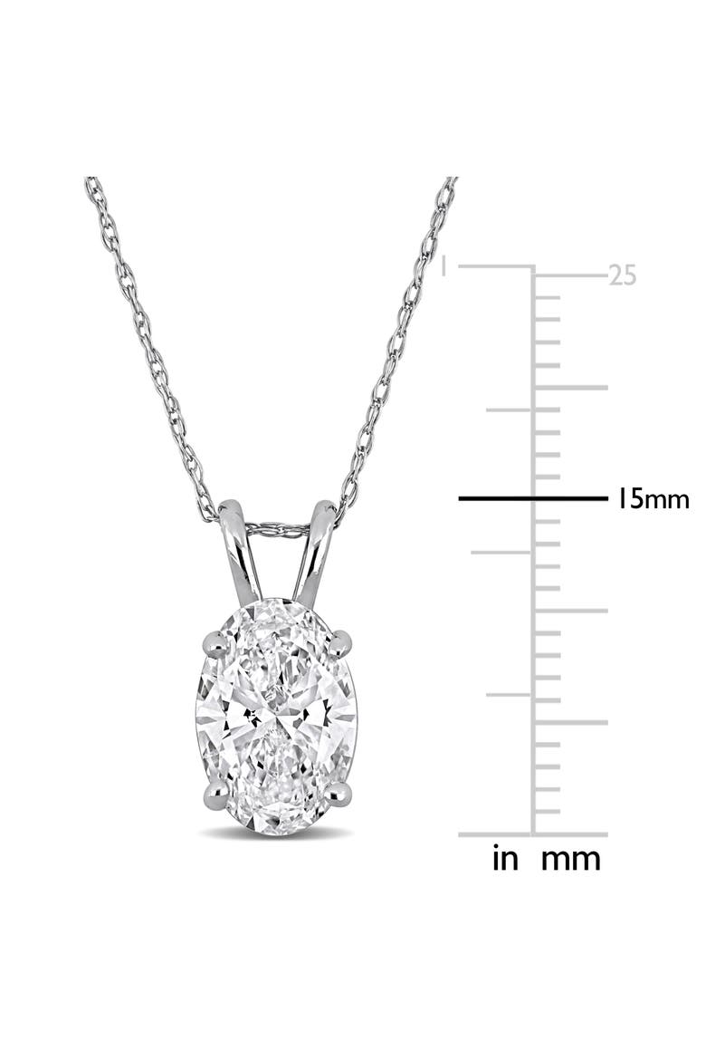 Lab Grown Diamond Oval Solitaire Necklace 14k, Alternate, color, White Gold