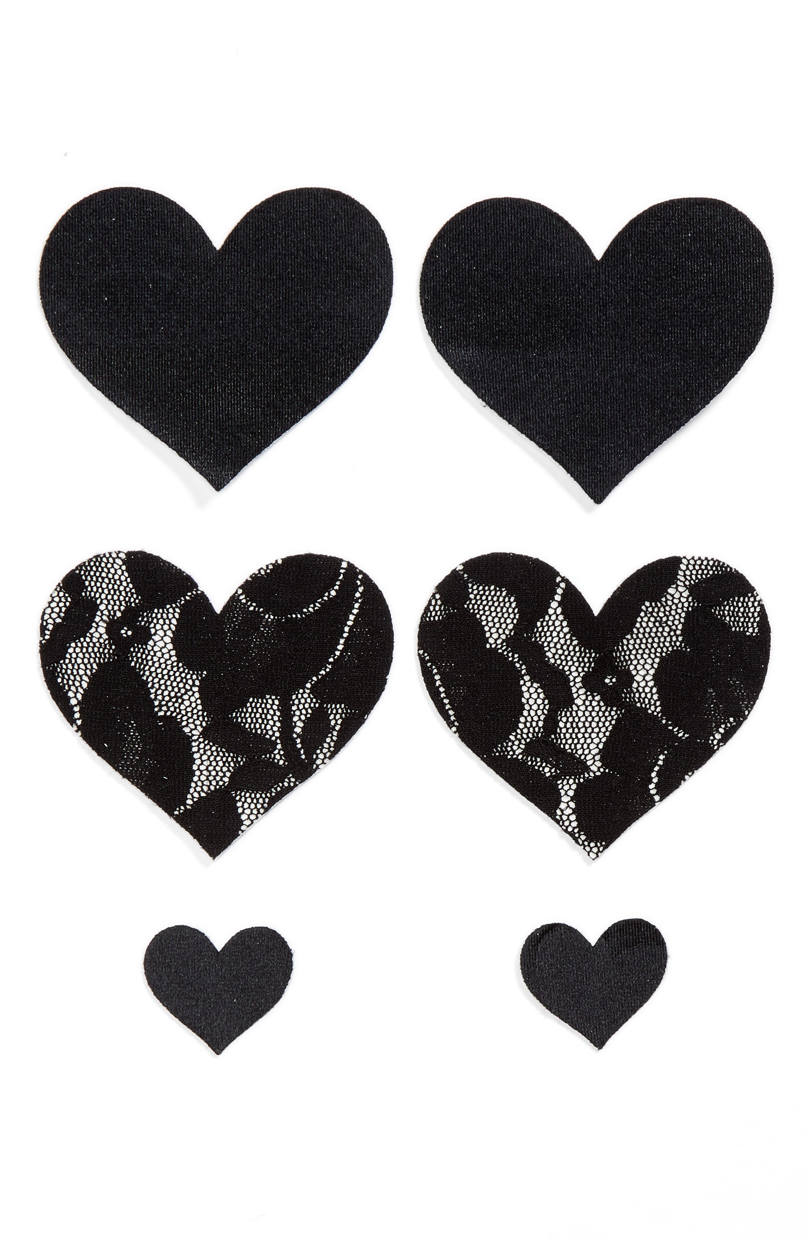 Nippies by Bristols Six Heart Nipple Covers in Black 