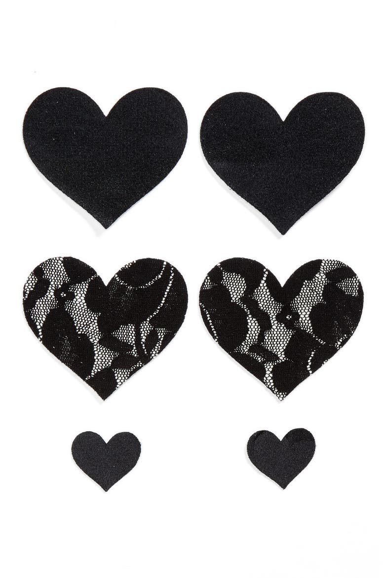 by Bristols Six Heart Nipple Covers, Main, color, BLACK