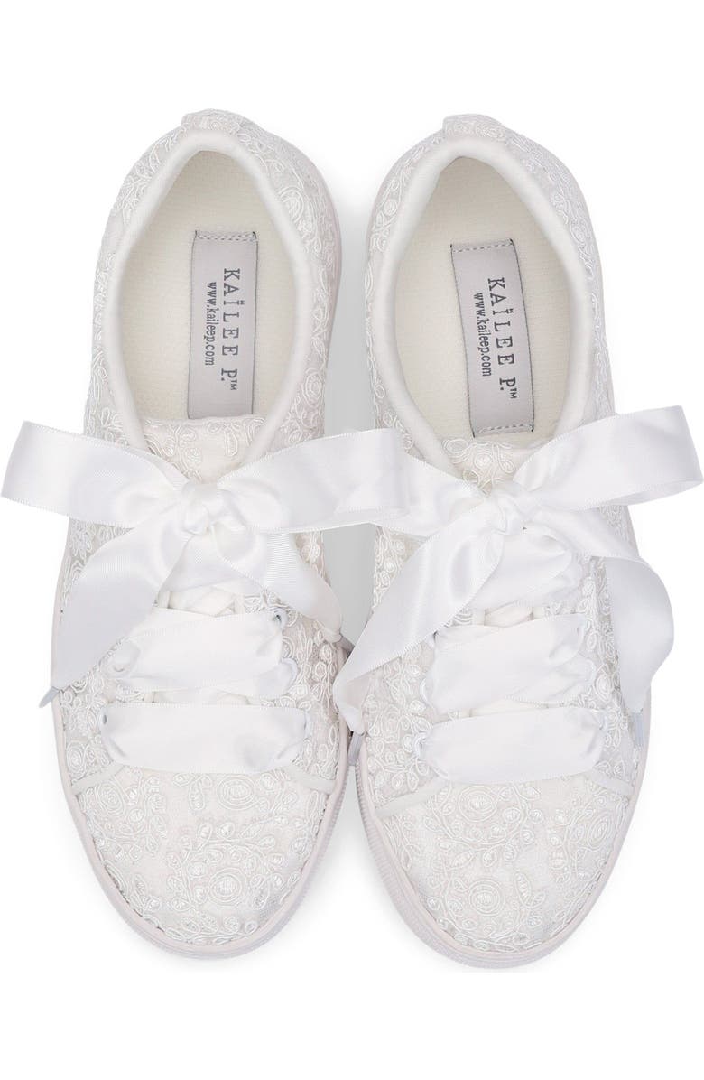Kailee P Gia Crochet Lace Wedding Platform Sneakers, Alternate, color, White