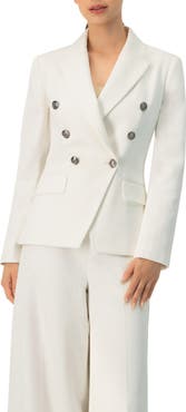 IVONNE Double-Breasted Blazer with Flap Pockets