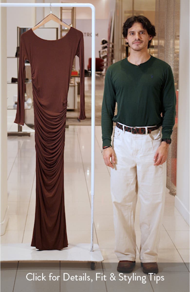 Off the Shoulder Long Sleeve Body-Con Maxi Dress, sales video thumbnail