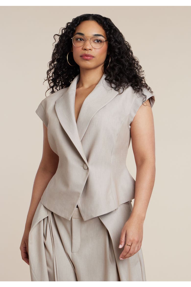 Short Sleeve Hourglass Blazer, Alternate, color, NEUTRAL