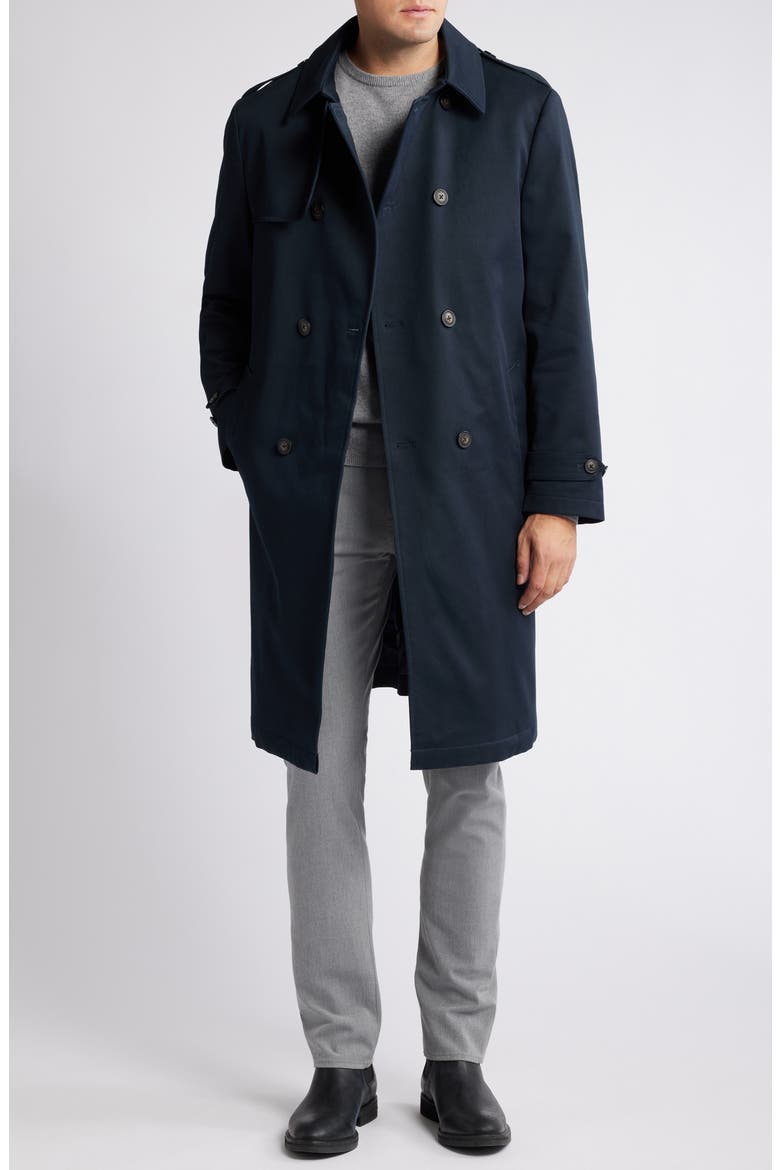 Bridgeport Water Resistant Double Breasted Trench Coat, Alternate, color, NAVY