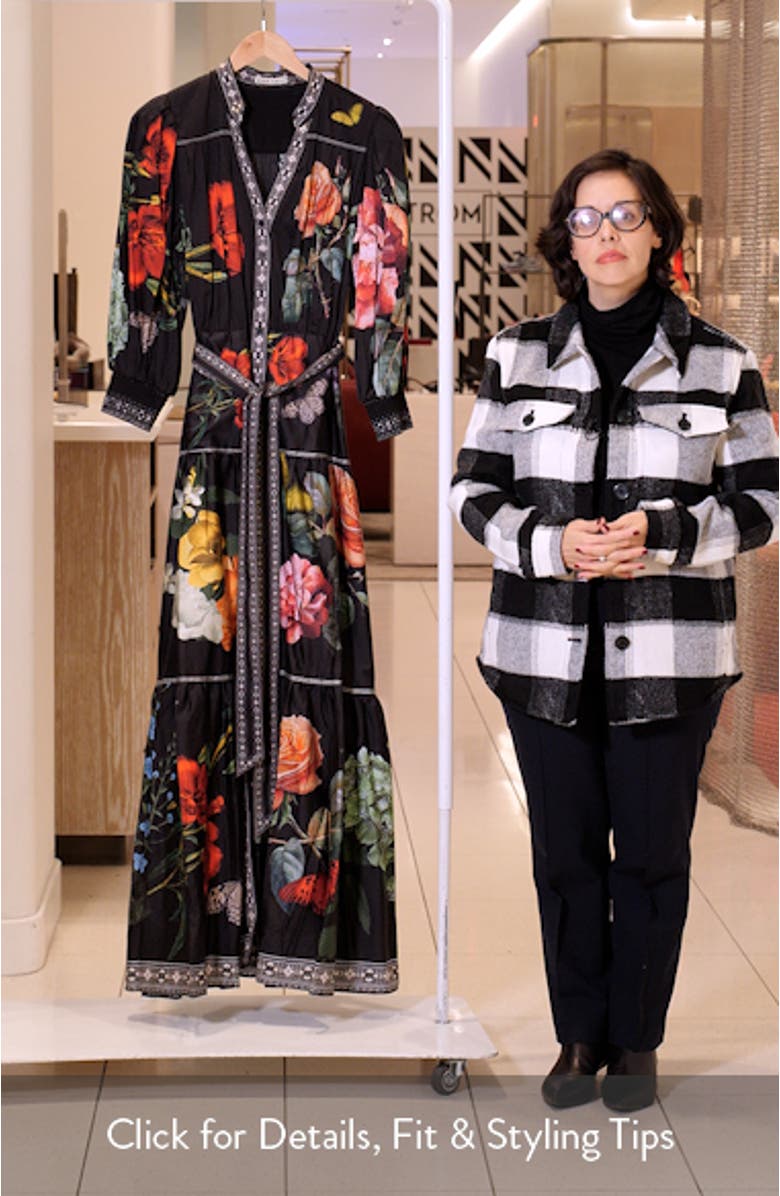 Cora Floral & Butterfly Print Voluminous Tiered Maxi Dress, sales video thumbnail