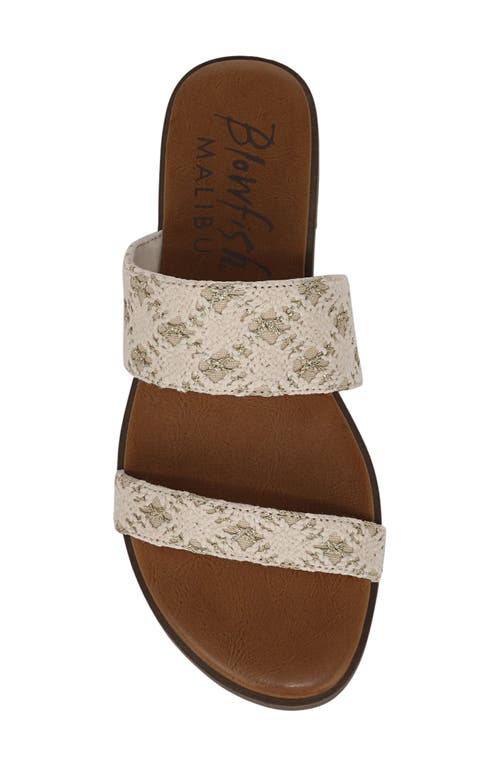 Blowfish Malibu Curtis 2 Woven Slide Sandal In Natural/gold Crochet Fabric