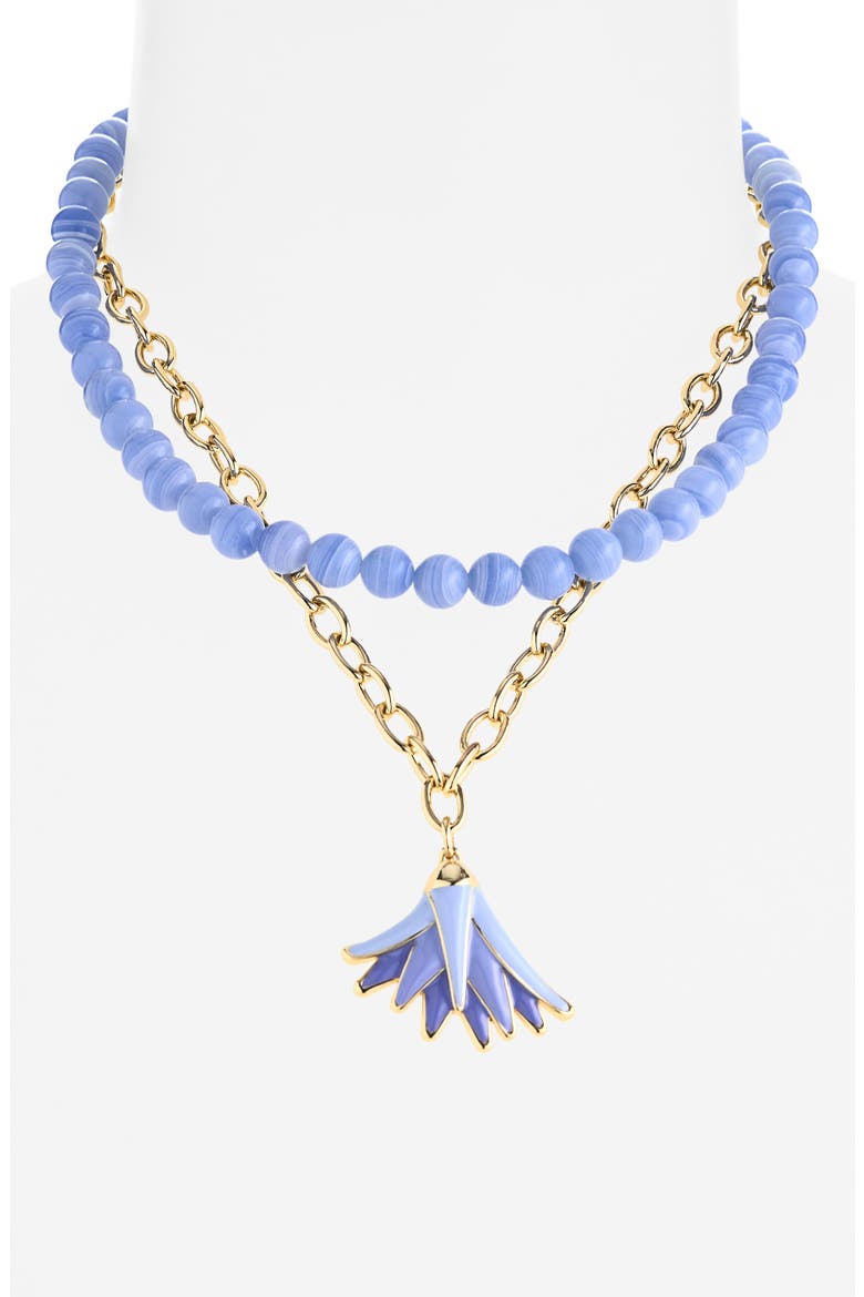 Enamel Lotus Necklace, Alternate, color, LAVENDER