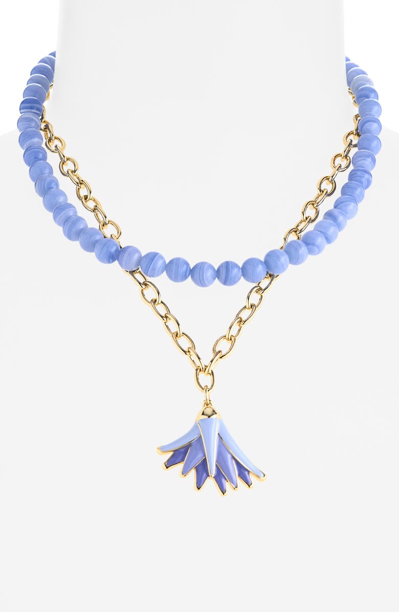 Lele Sadoughi Enamel Lotus Necklace, Alternate, color, Lavender