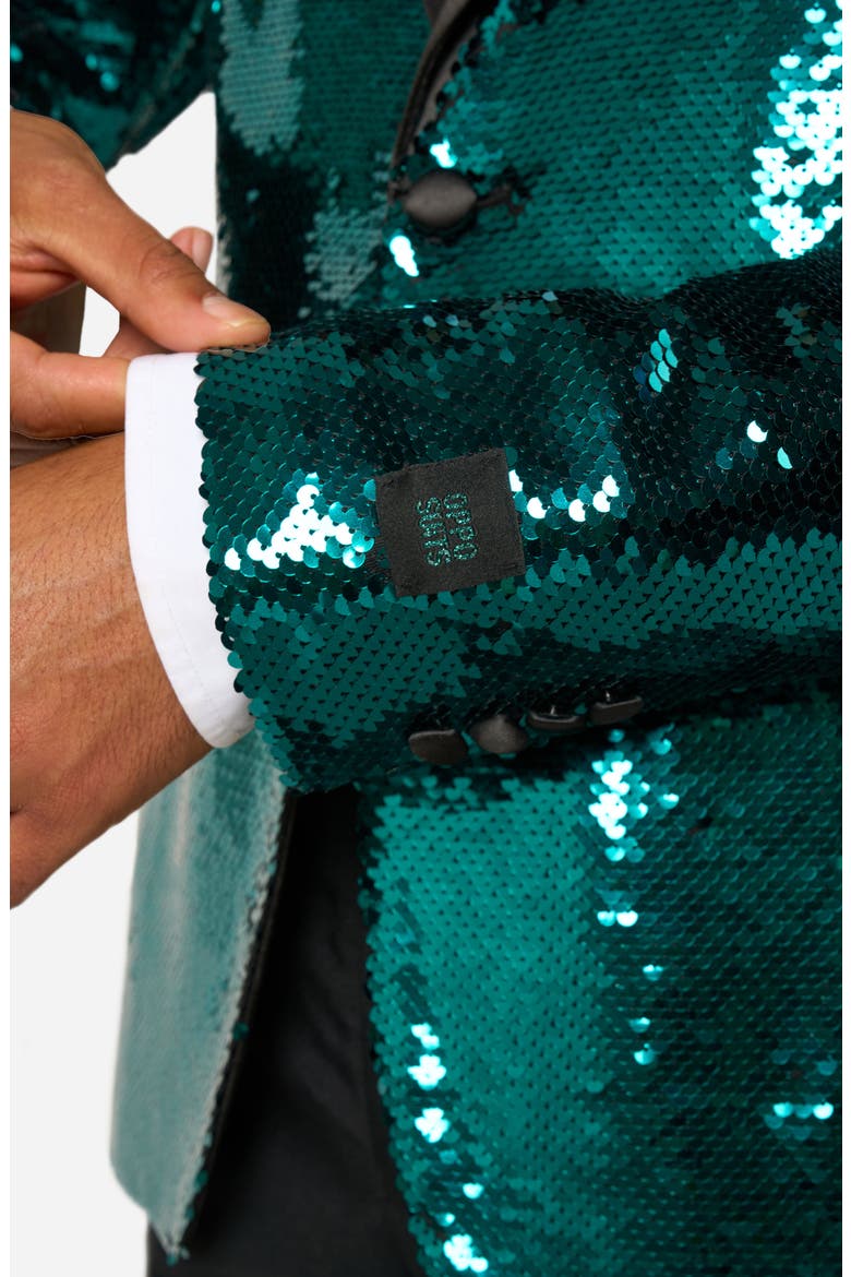 Terrific Teal Sequin Embellished Dinner Jacket, Alternate, color, TURQUOISE