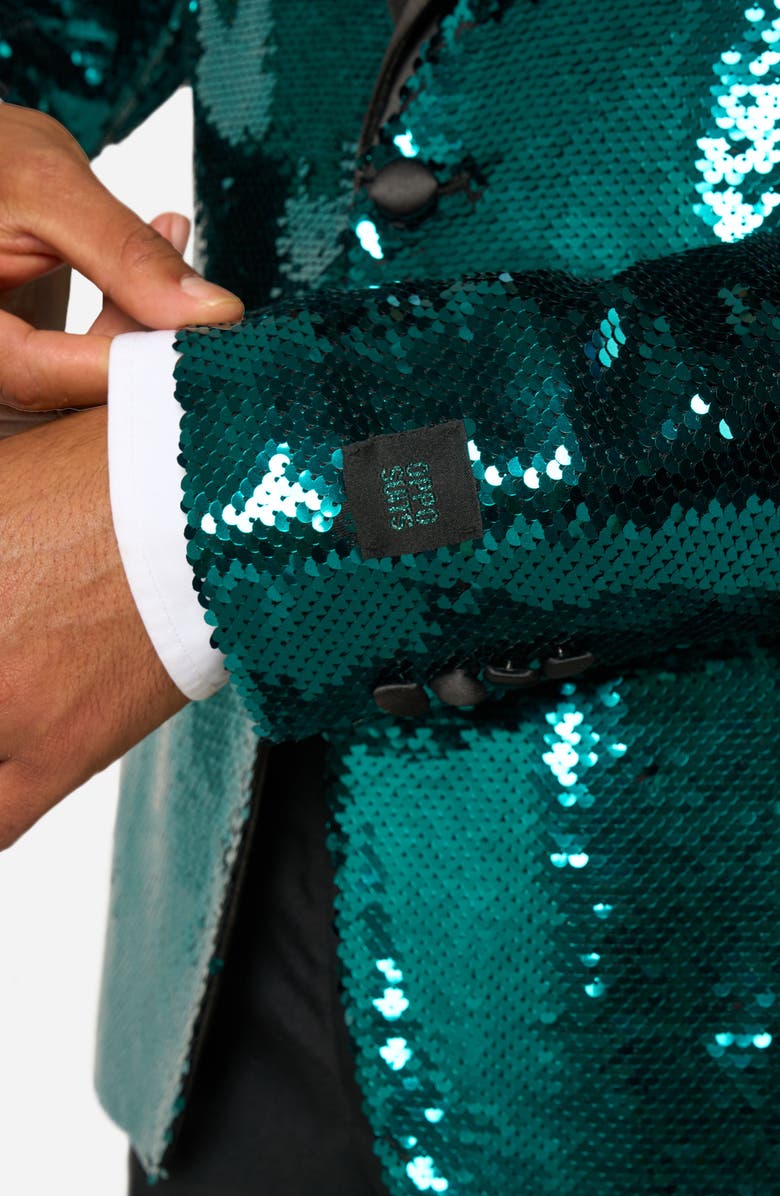 OppoSuits Terrific Teal Sequin Embellished Dinner Jacket, Alternate, color, Turquoise