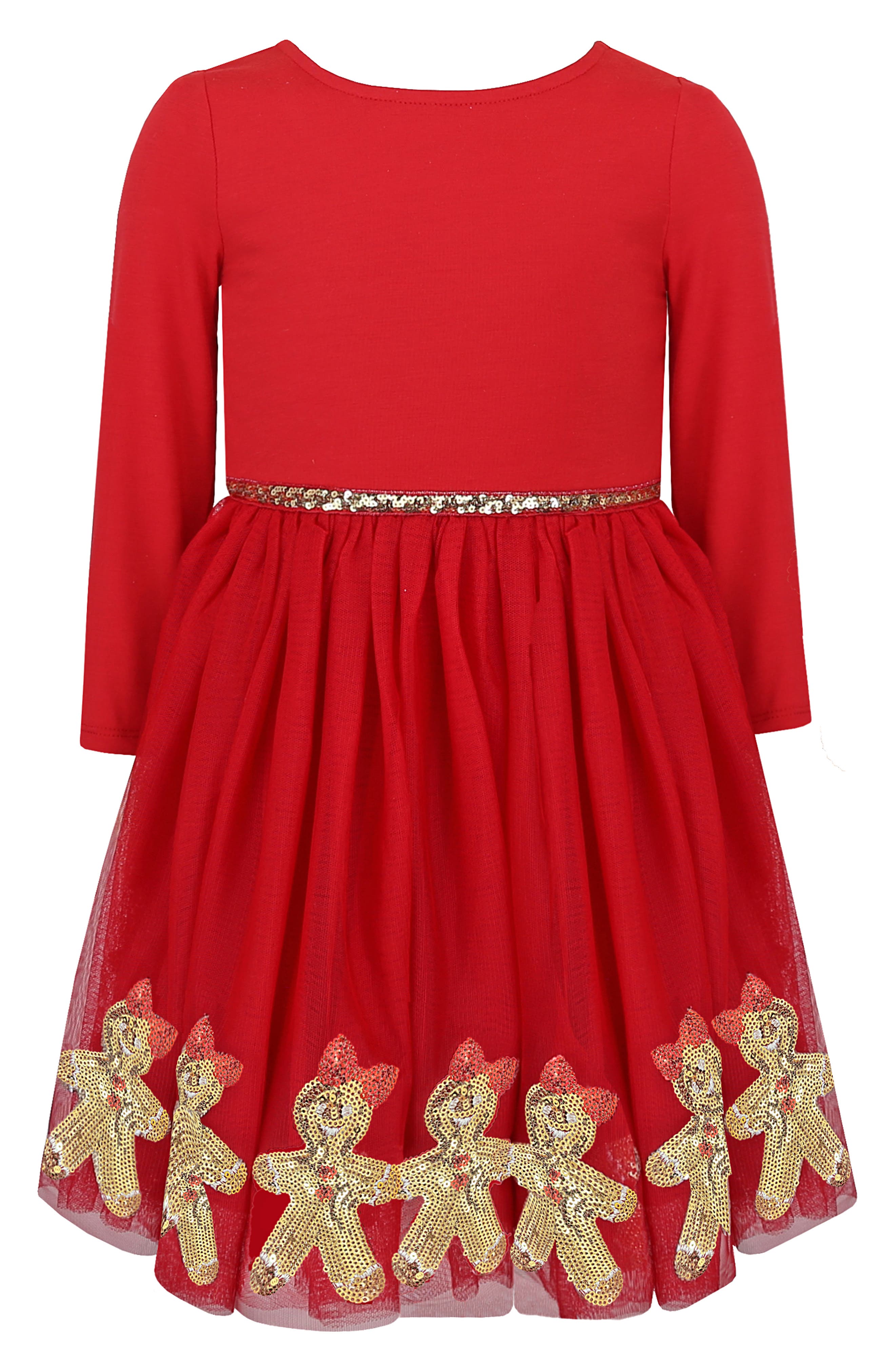 Kids' Gingerbread Sequin Border Dress