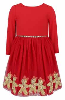 Kids' Gingerbread Sequin Border Dress