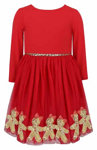 Kids' Gingerbread Sequin Border Dress