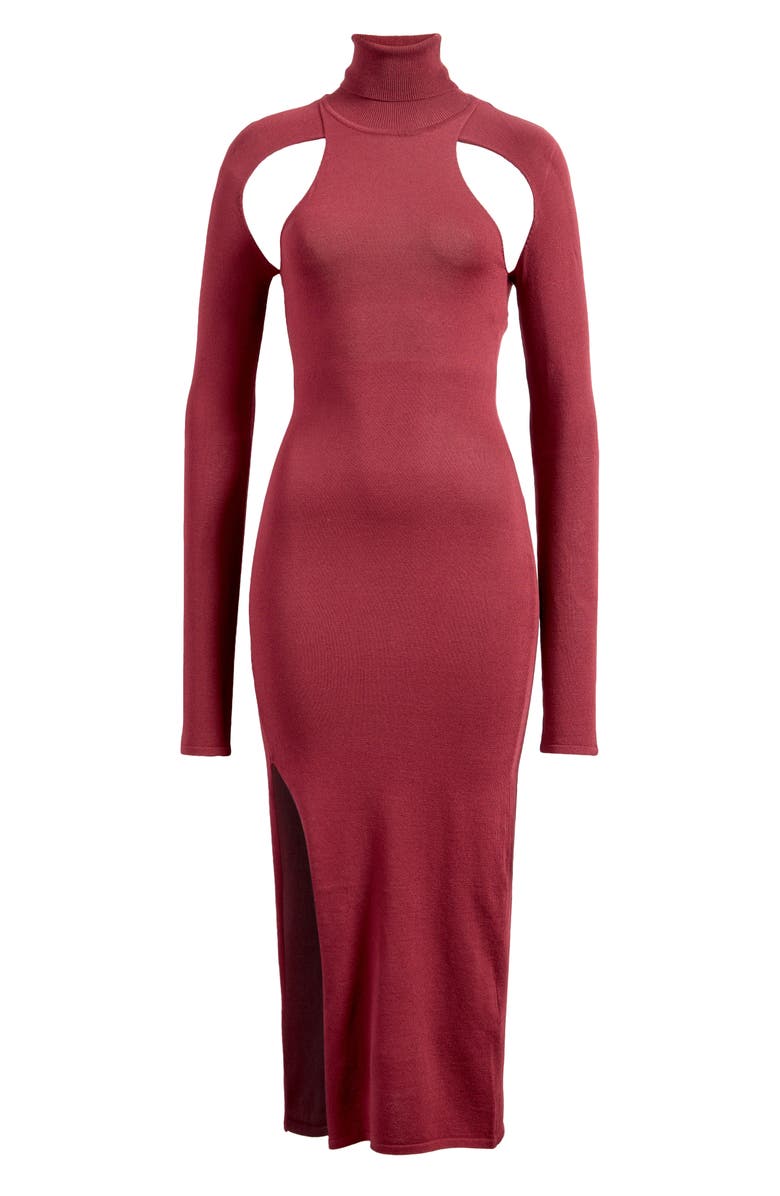 Mistress Rocks Cutout Long Sleeve Sweater Dress, Alternate, color, Dark Cherry