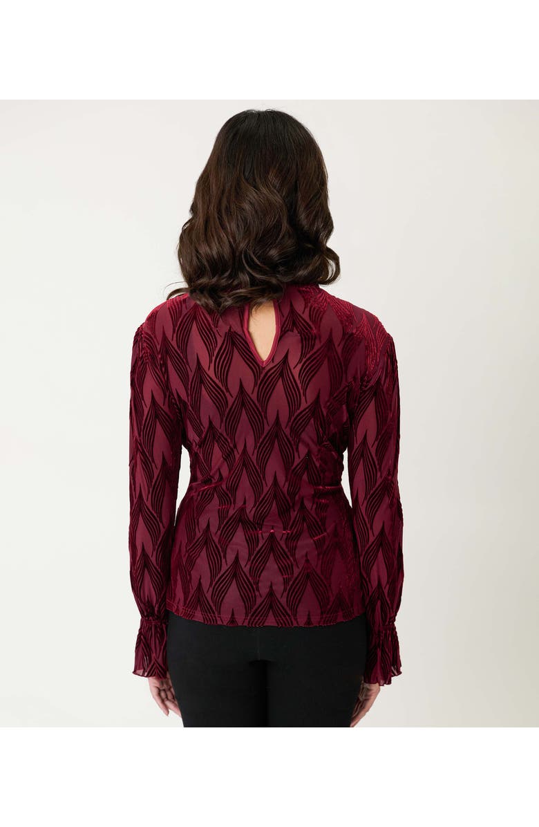 Unique Vintage Donna Blouse, Alternate, color, Burgundy Lace