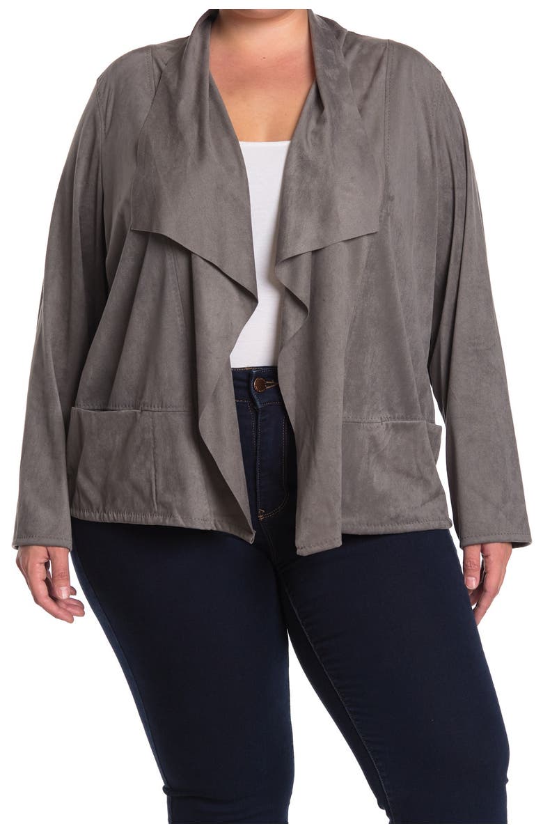 MAX STUDIO Open Front Faux Suede Jacket, Main, color, 