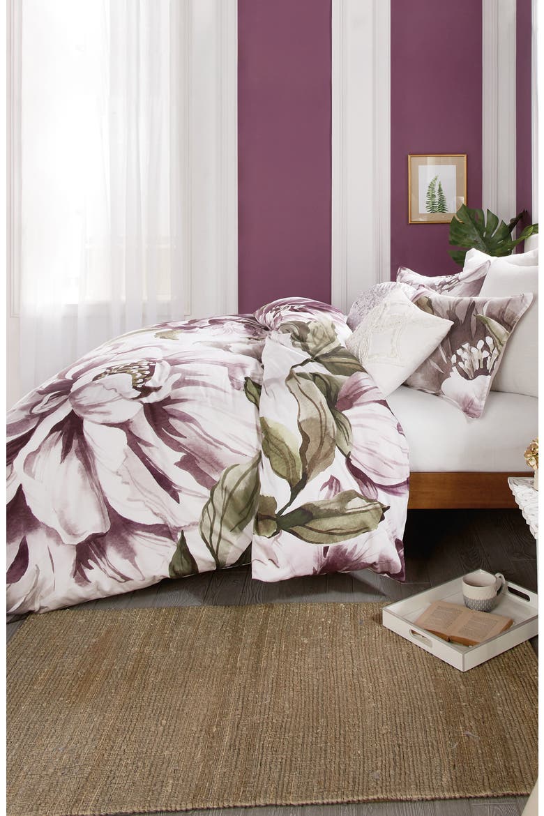 Peony Blooms Comforter & Sham Set, Alternate, color, PURPLE