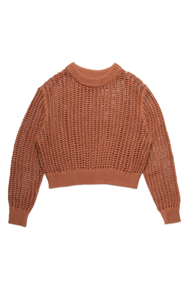 DELUC Einar Crop Open Stitch Sweater, Main, color, Bronze