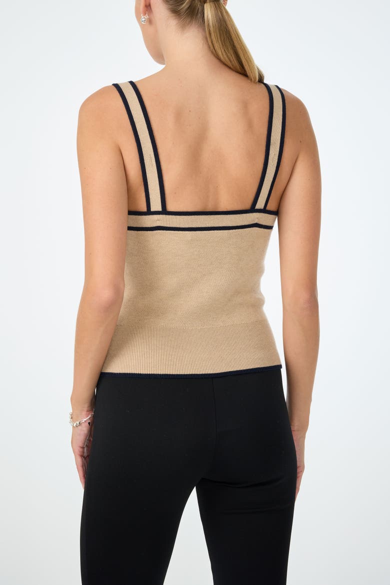 Casady Square Neck Knit Cami, Alternate, color, Camel/Indigo