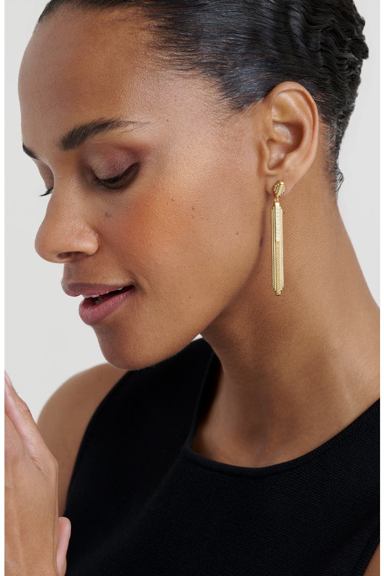 Devany Deco Groove Drop Earrings, Alternate, color, GOLD TONE
