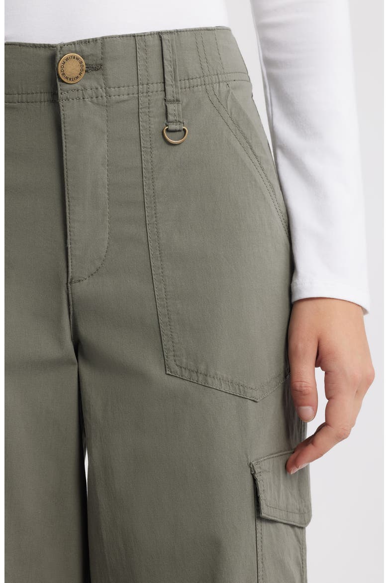 High Waist Cotton Blend Cargo Pants, Alternate, color, DUSTY OLIVE