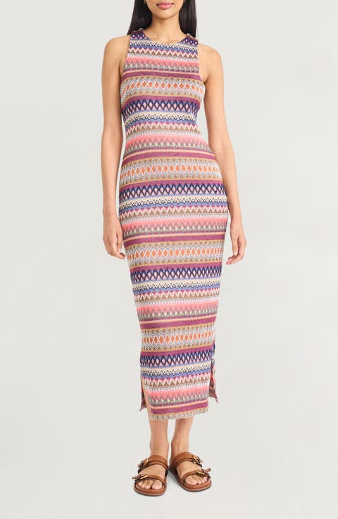 Sleeveless Stripe Knit Maxi Sundress