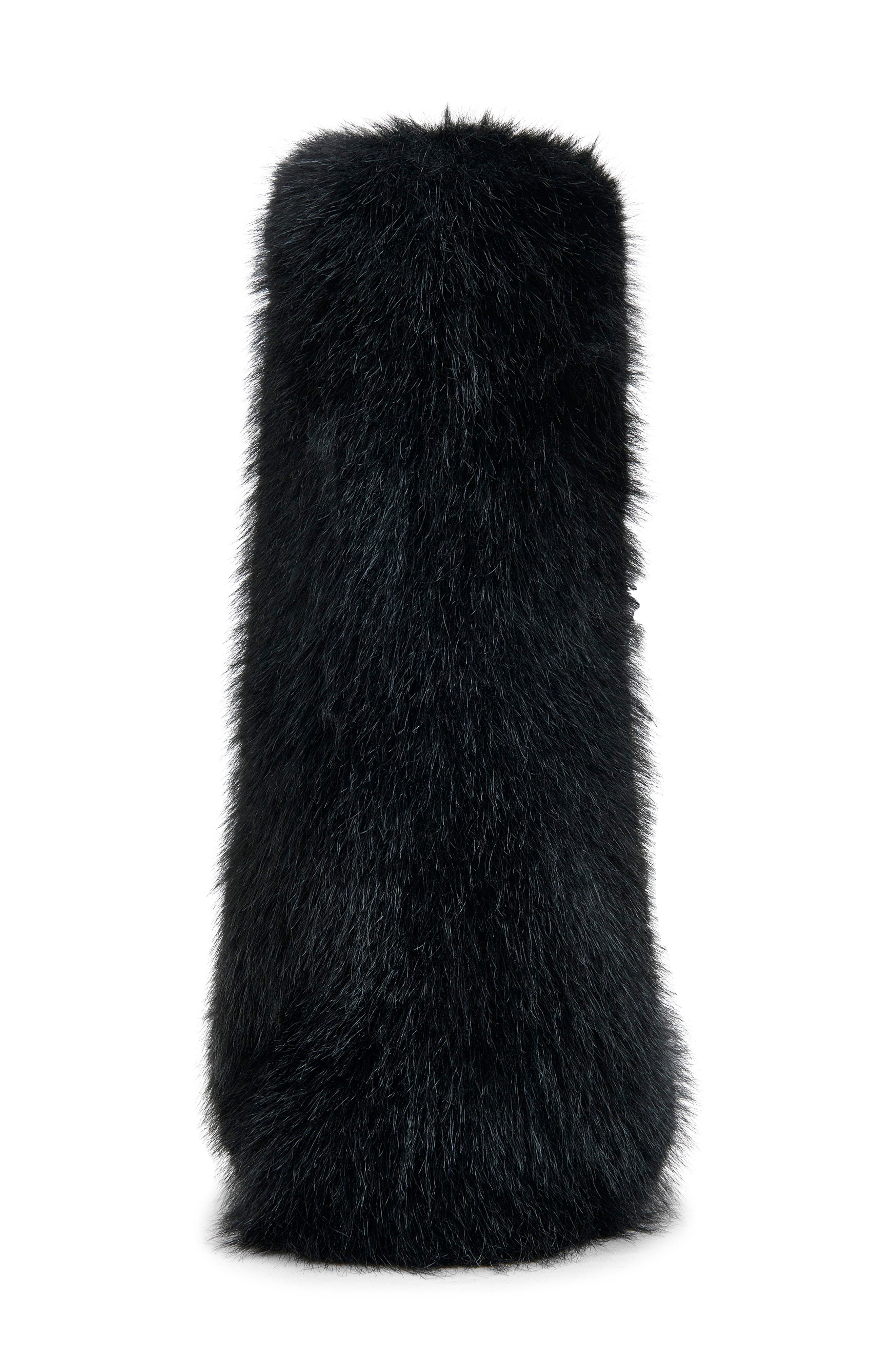 AZALEA WANG Lisboa Cuffed Faux Fur Bootie, Alternate, color, Black