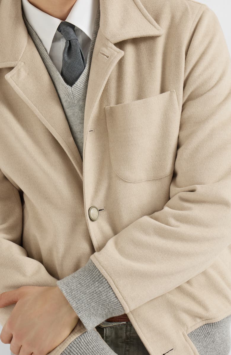 Brunello Cucinelli Lightweight virgin wool cloth outerwear jacket, Alternate, color, Sand