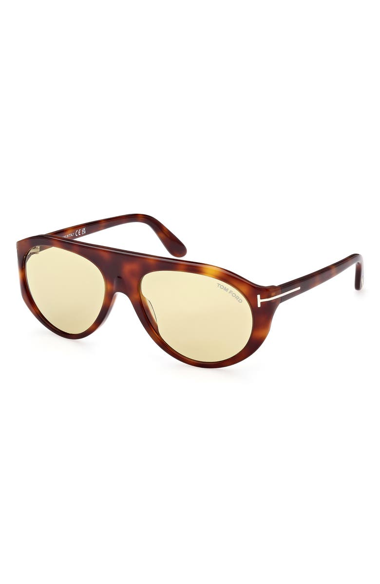 TOM FORD Rex-02 57mm Aviator Sunglasses, Alternate, color, Blonde Havana / Brown