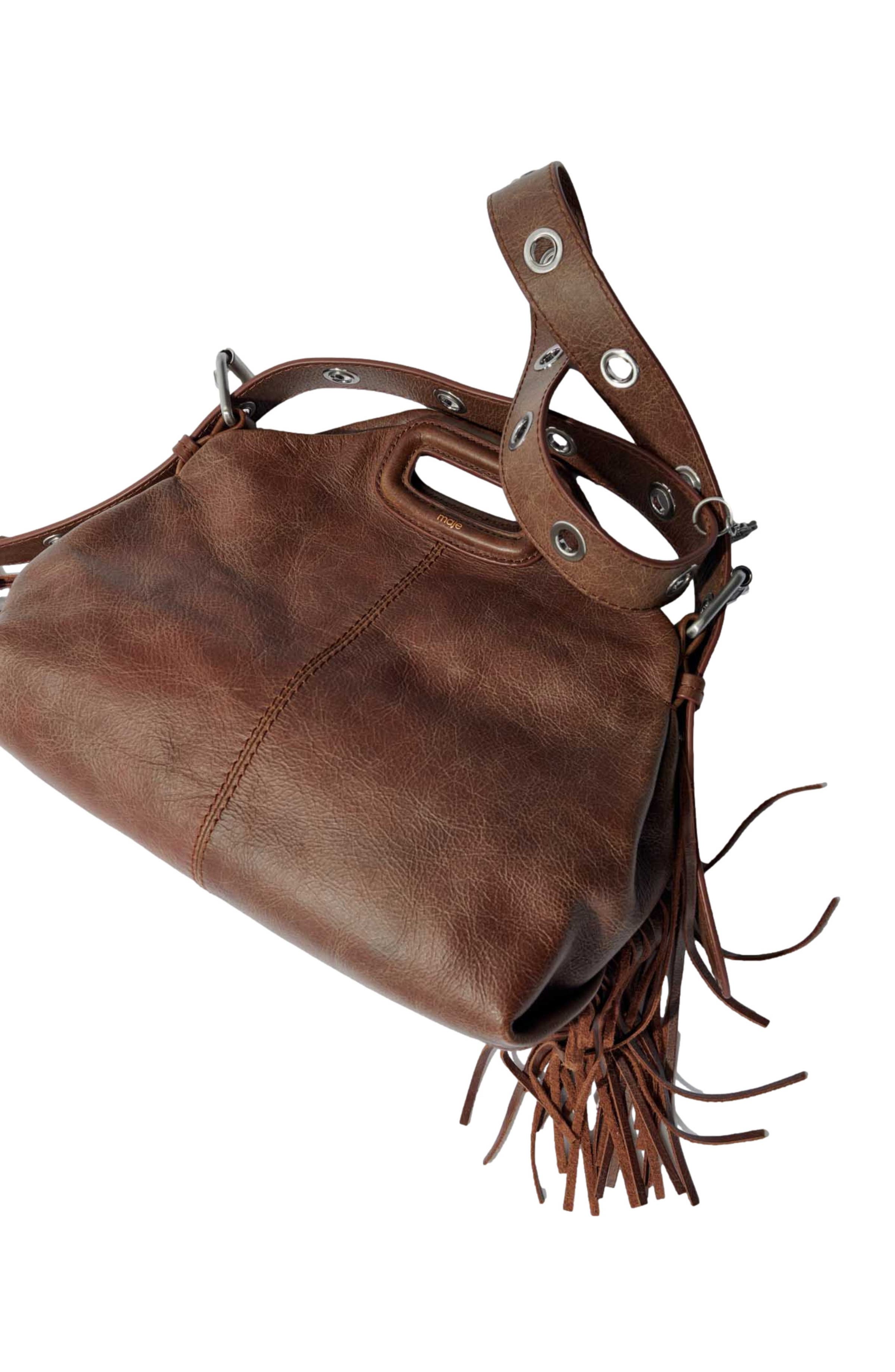 maje Miss M bag in vintage leather, Alternate, color, 