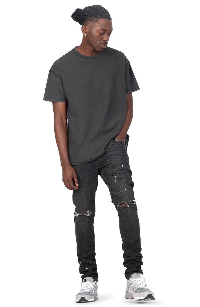 PURPLE BRAND PURPLE Ripped White Paint Skinny Jeans, Alternate, color, Black Over Spray