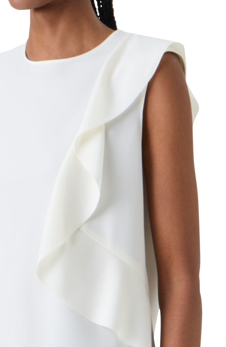 Akris punto Asymmetric Ruffle Laser Cut Crepe Top, Alternate, color, Cream