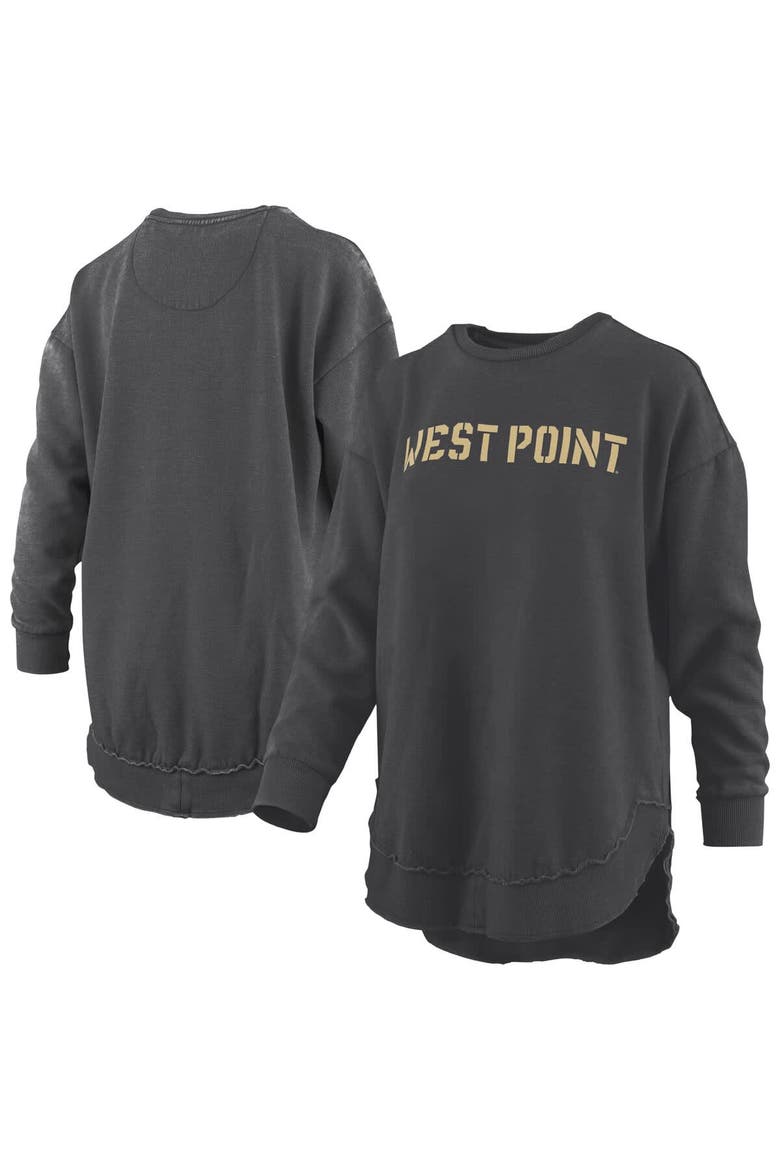 Women's Pressbox  Black Army Black Knights Melange Poncho Vintage Fleece Long Sleeve Pullover Sweatshirt, Main, color, Black