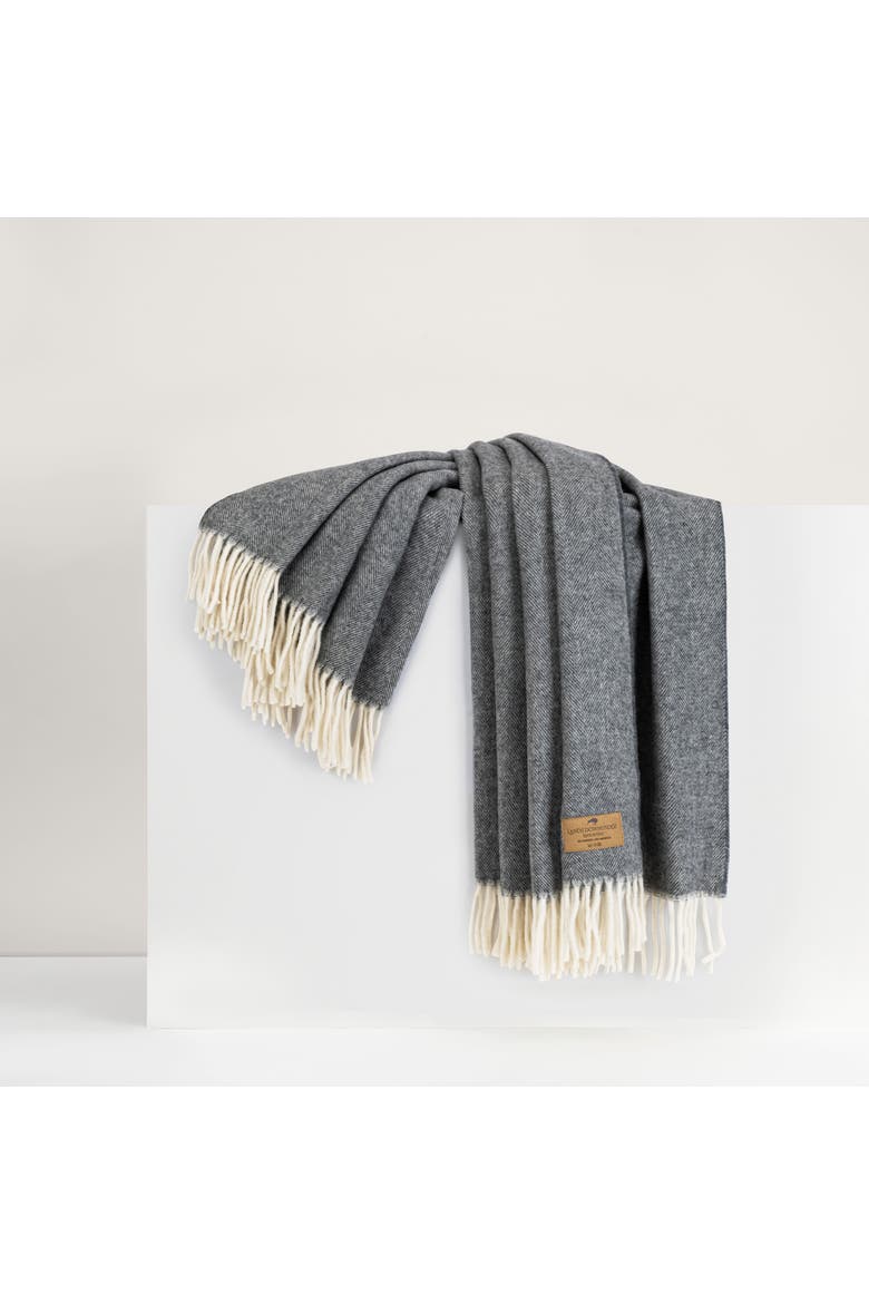Herringbone Cashmere Throw, Main, color, Slate