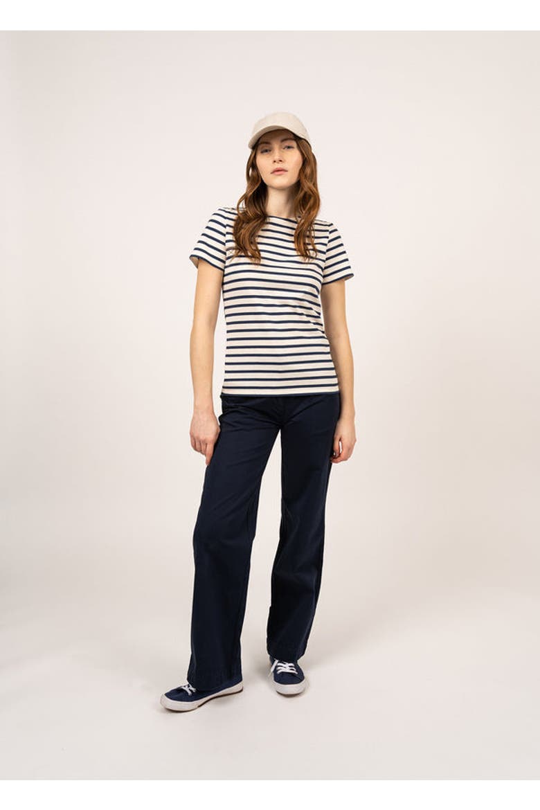 ETRILLE II - Short Sleeve Breton Stripe Tee, Main, color, ecru/navy