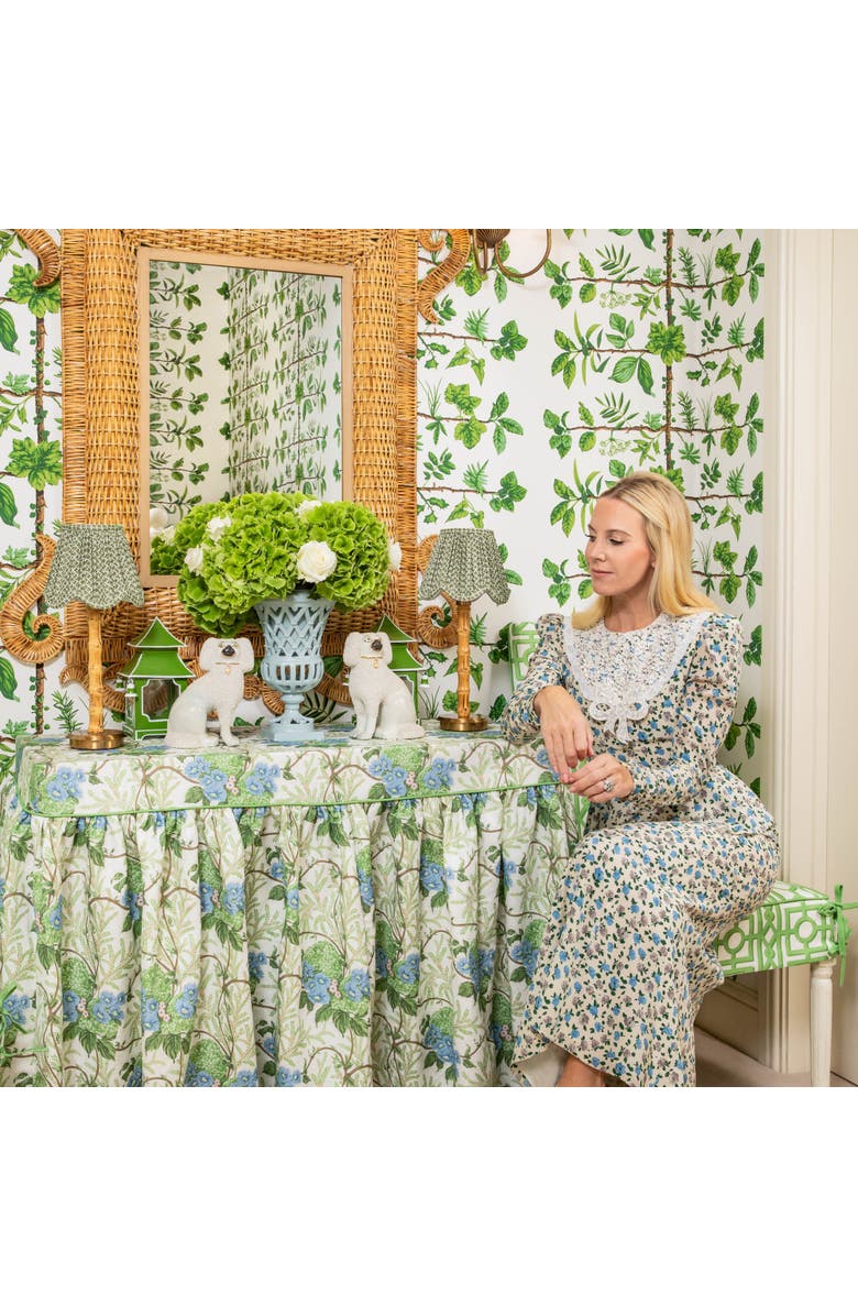 Mrs. Alice Lotus Deep Scalloped Lampshade, Alternate, color, Olive