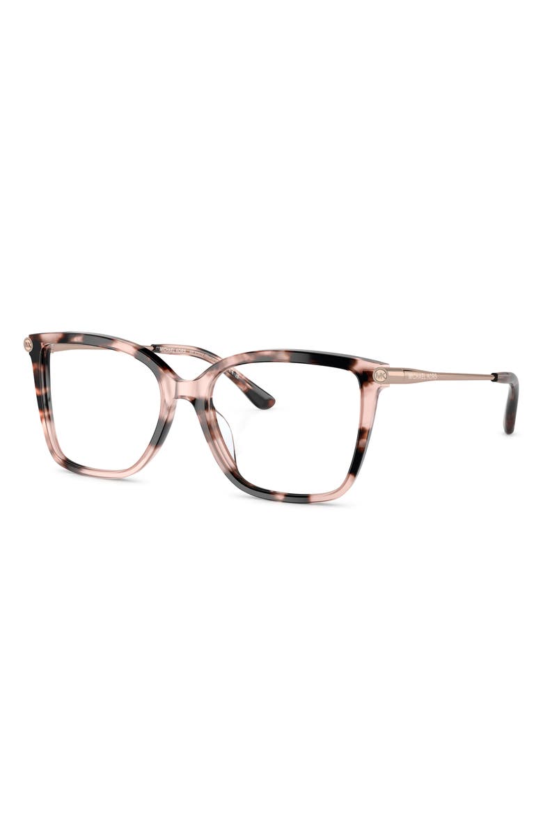 Michael Kors Shenandoah 53mm Square Optical Glasses, Alternate, color, Pink Tortoise