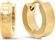 STEELTIME 18k Gold Plated Roman Numeral Huggie Hoop Earrings