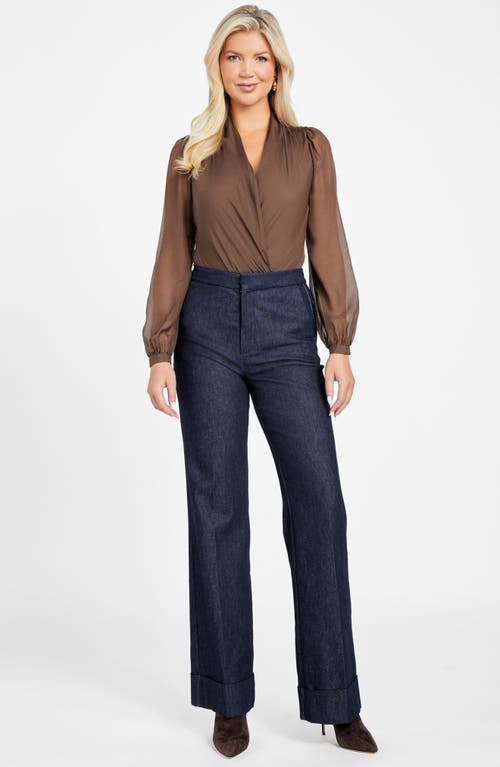 Marciano Daria Silk Bodysuit In Brown