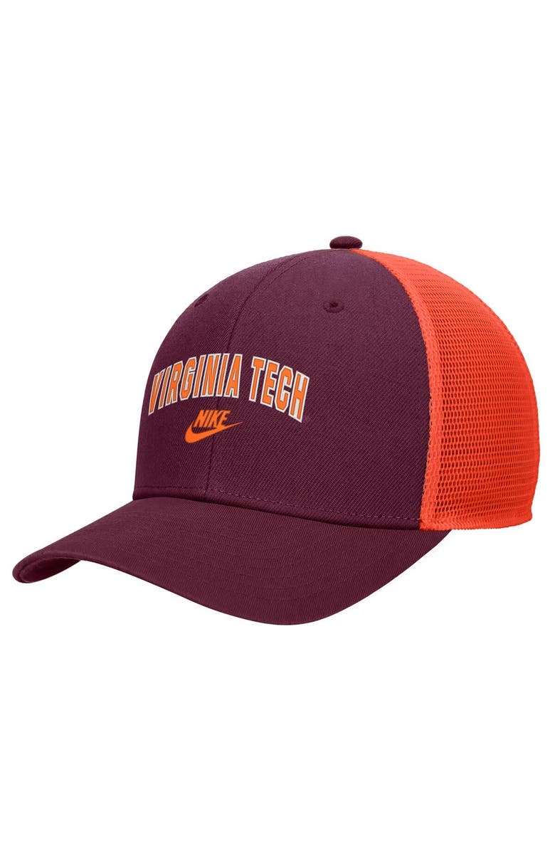 Nike Men's Nike Maroon Virginia Tech Hokies Vintage Arch Rise Performance Trucker Adjustable Hat, Main, color, Maroon