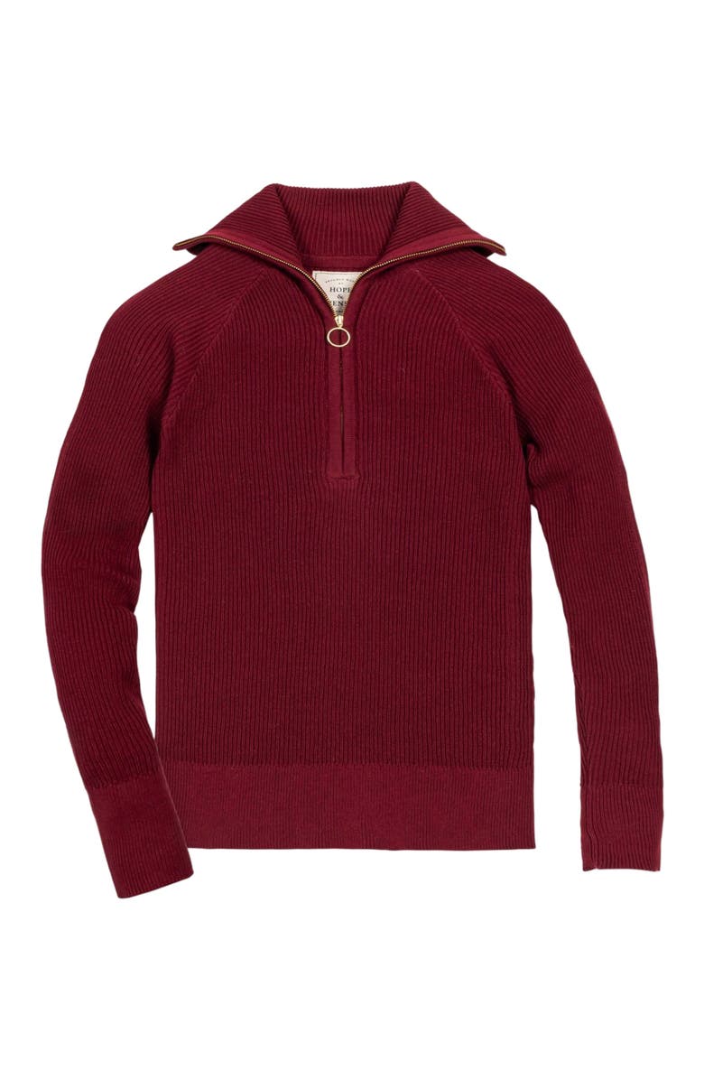Hope & Henry Women's Organic Fine Gauge Half Zip Sweater, Alternate, color, Oxblood