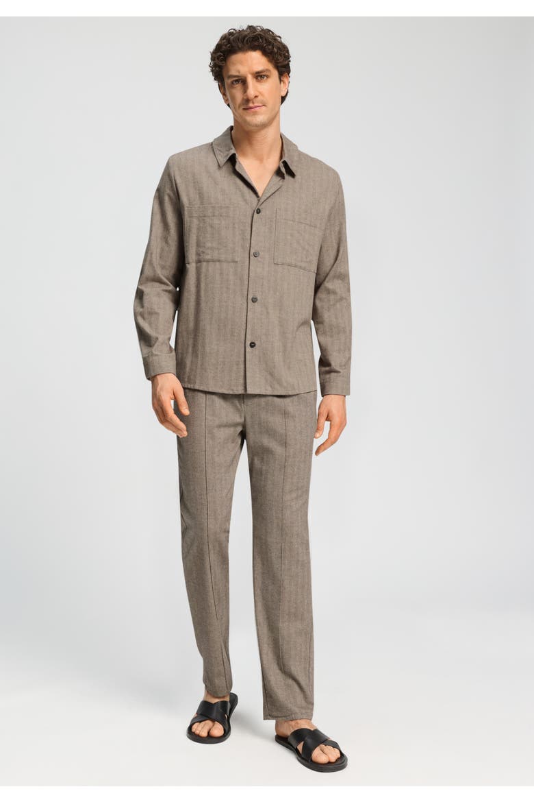 Woolen Luxury Cotton Blend Flannel Drawstring Pants, Alternate, color, Earthy Woven