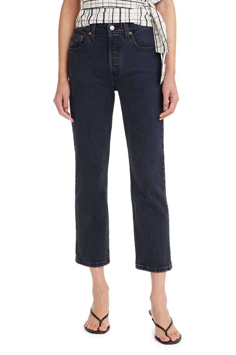 Levi’s® 501® High Waist Crop Straight Leg Jeans, Main, color, DEEP DARK
