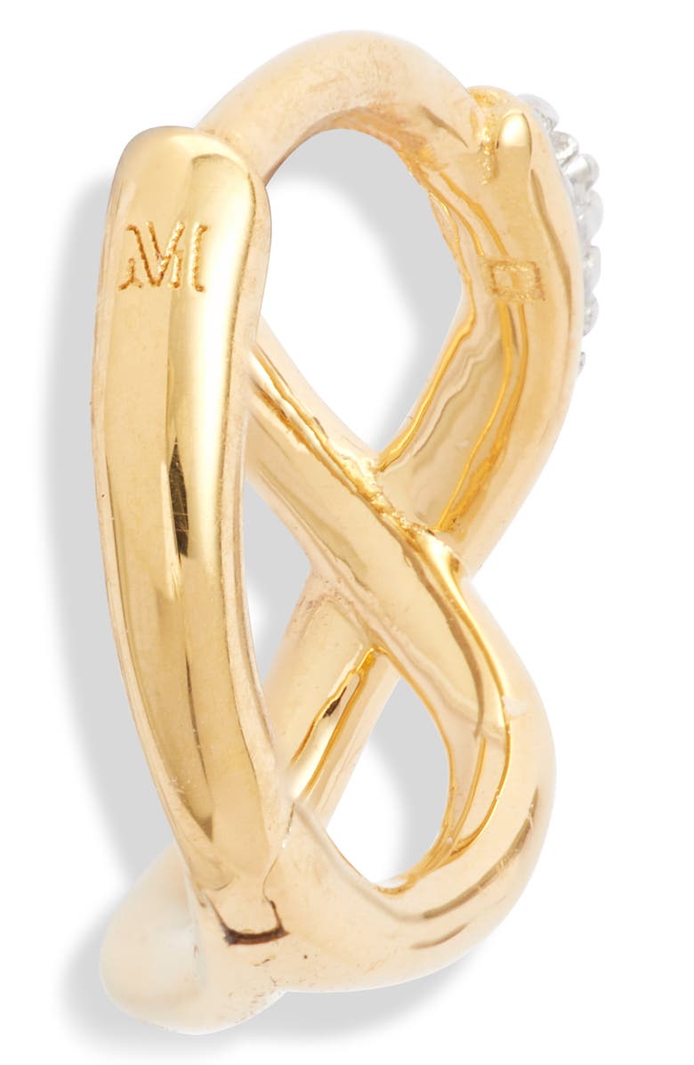 Monica Vinader Riva Cross Diamond Huggie Hoop Earrings, Alternate, color, 18Ct Gold Vermeil/St Silver