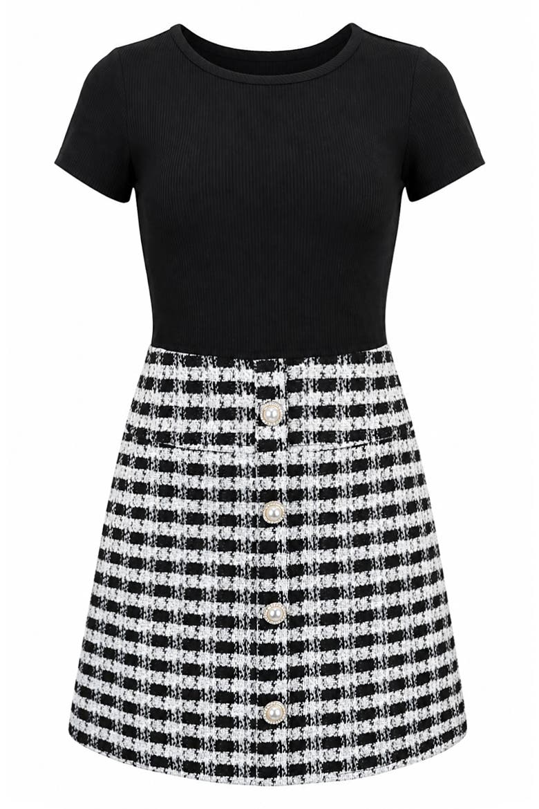 Kids' 2-Piece Boucle Dress and Jacket Set, Alternate, color, BLACK/WHITE