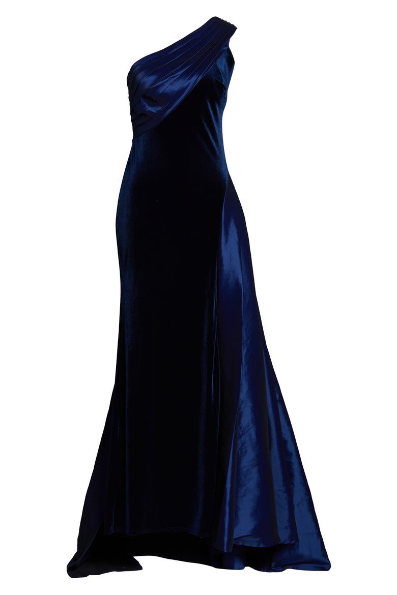 One-Shoulder Tafetta Ballgown, Alternate, color, NAVY