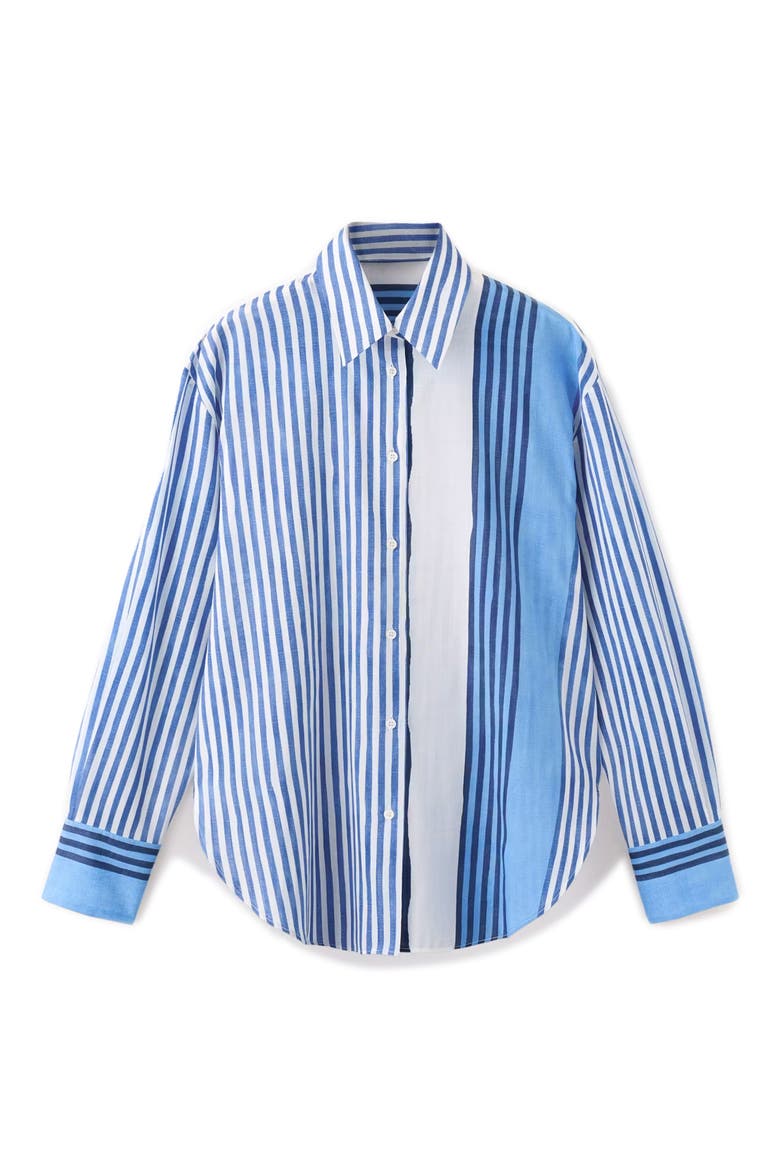 Stripe Cotton Button-Up Shirt, Alternate, color, BLUE