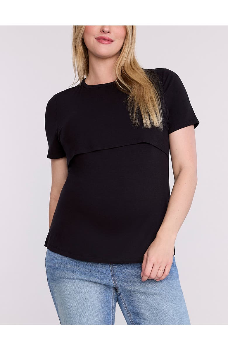 MOTHERHOOD MATERNITY Crewneck Short Sleeve Nursing Tee, Main, color, Black