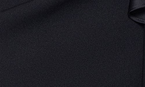 Betsy & Adam Satin Ruffle Detail Strapless Scuba Crepe Corset Gown In Black